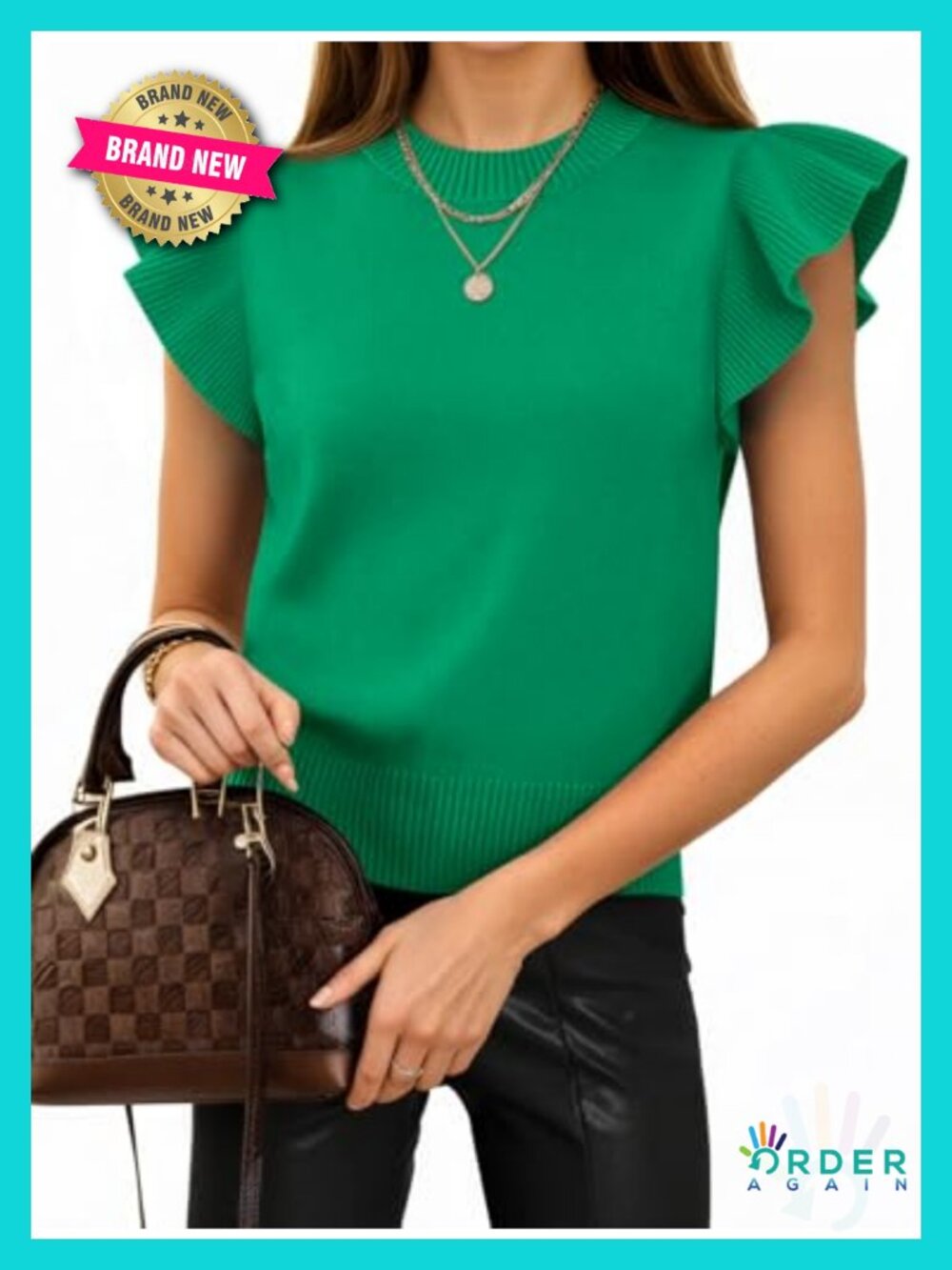 Cicy Bell Womens Ruffle Sleeve Cropped Sweater Tank Ribbed Knit Top